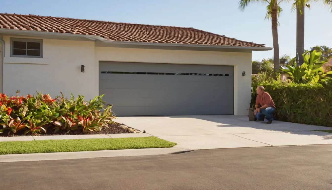 A local garage door provider repairing a residential garage door in Largo