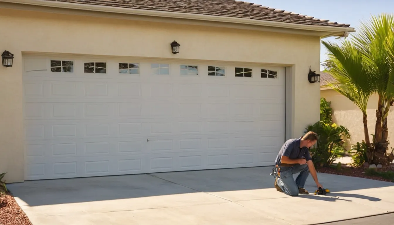A garage door provider checking a home garage door in Largo